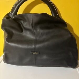 Valentino Black Hobo Bag with Curved Handle
